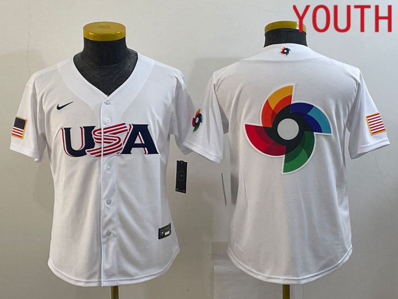 Youth 2023 World Cub USA Blank White MLB Jersey->more jerseys->MLB Jersey